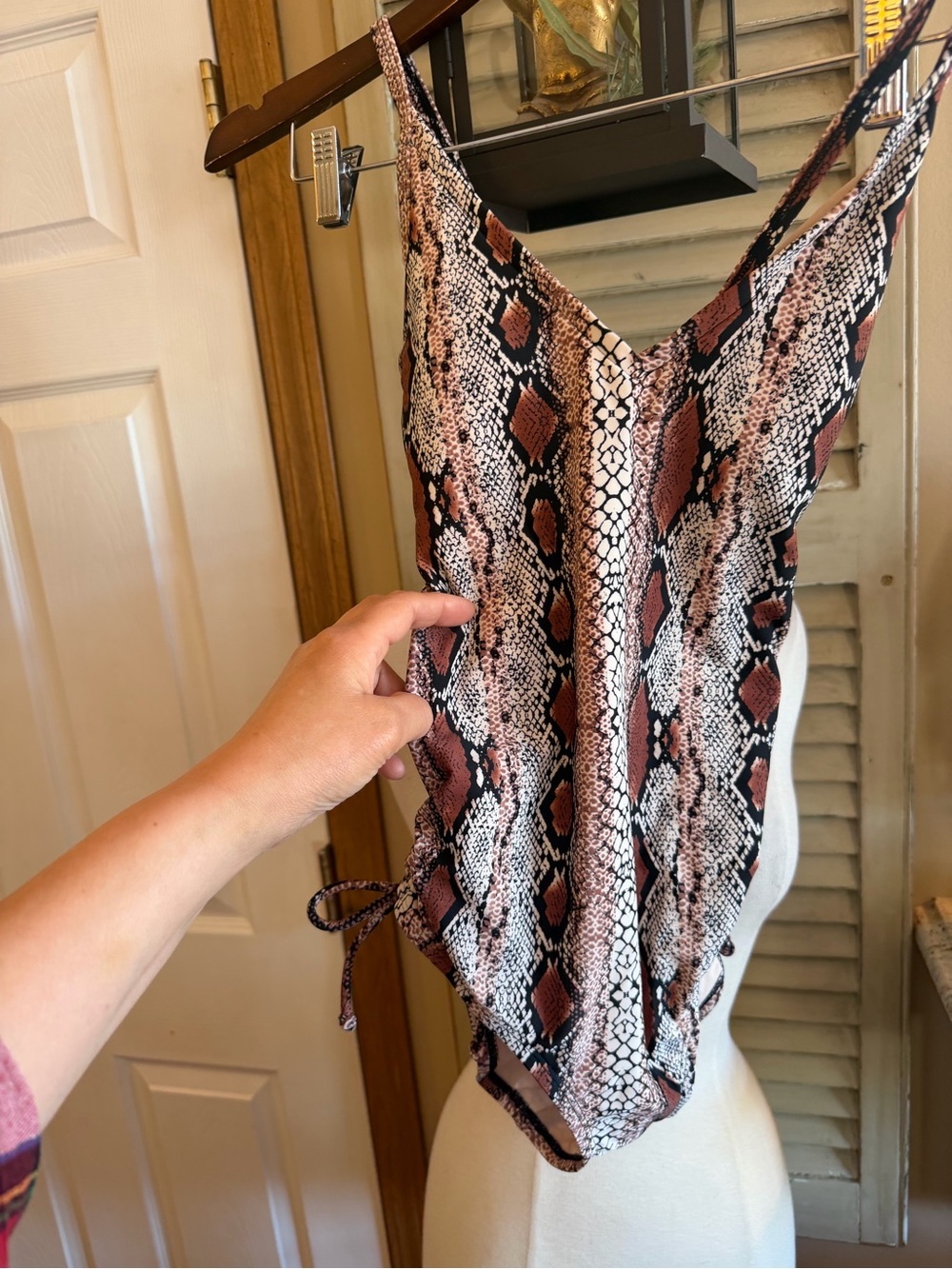 Kona Sol Multicolor Snake-Print One-Piece Swimsuit in Brown & Cream